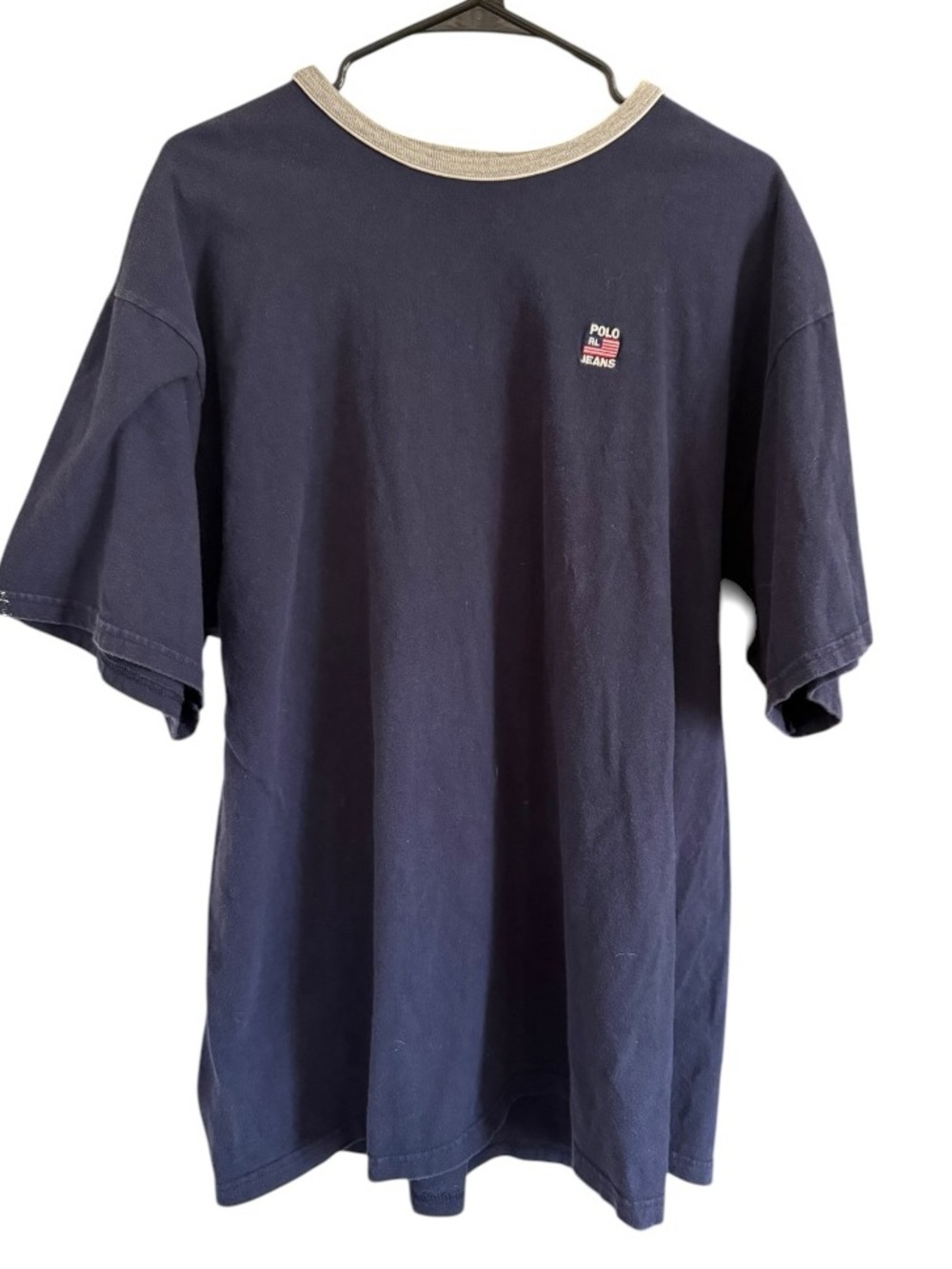 Polo Jeans Co Ralph Lauren T Shirt XL Navy Blue Logo Short Sleeve Cotton Mens